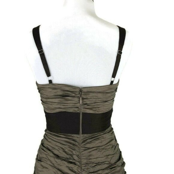 BCBGMaxAzria Women's Size 2 "Simsom" Cocktail Mini Dress Bodycon Tafetta Mocha - Picture 9 of 10